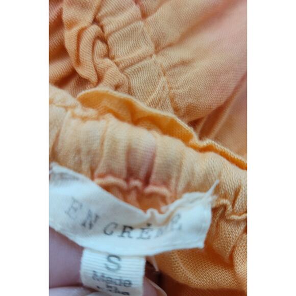 En Creme Orange White Tie Dyed Strapless Maxi Dress S Boho Flowy Drawstring Soft - Picture 4 of 4